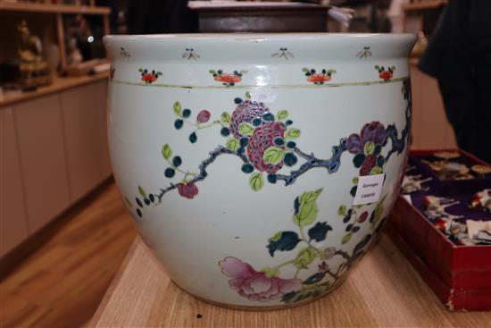 A late 19th century Chinese famille rose jardiniere height 31cm